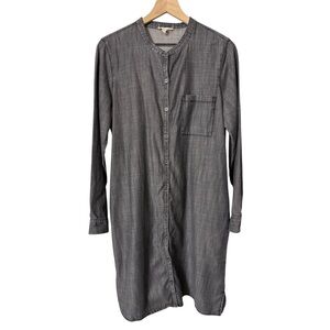 Eileen Fisher Mandarin Collar Organic Cotton Blend Shirt Dress